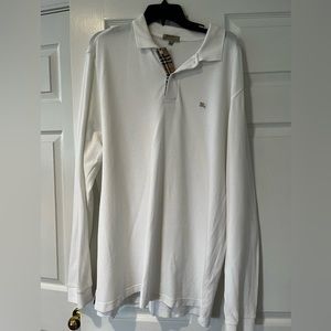 Burberry London Long Sleeve White Polo - Authentic